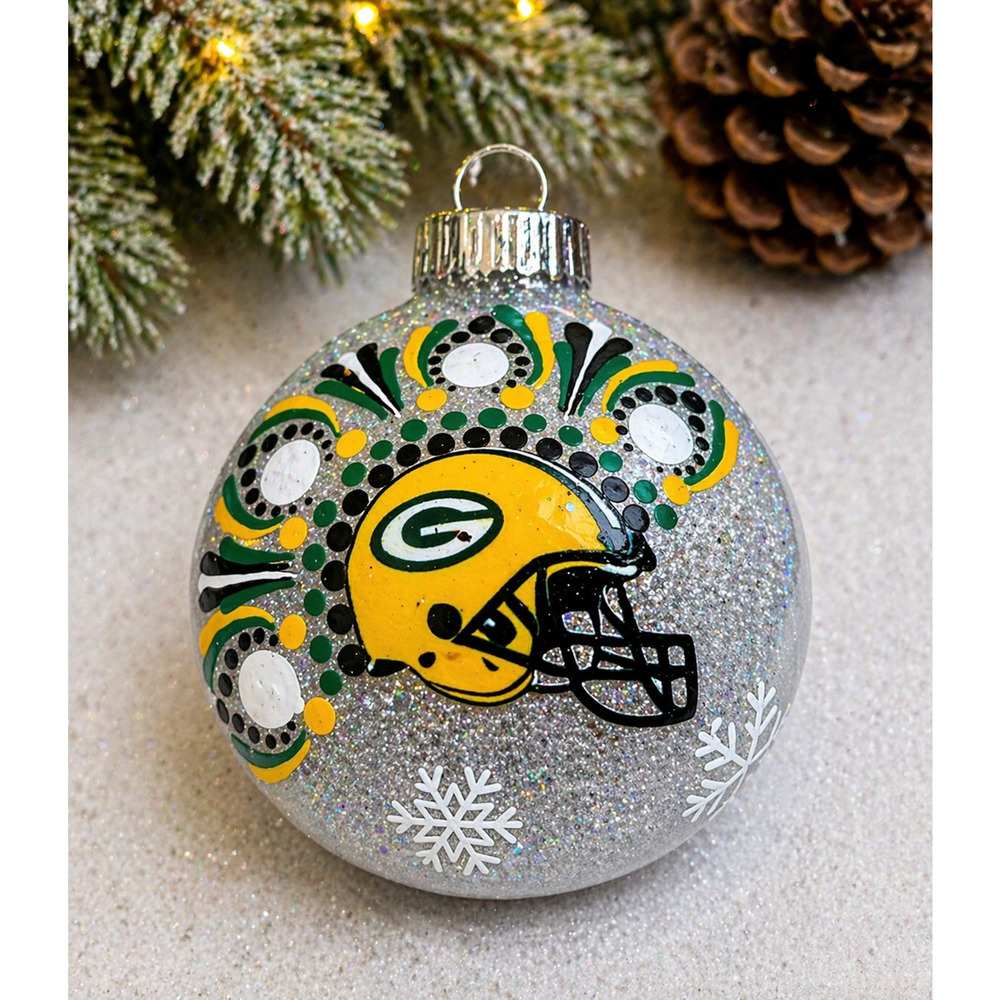 Green Bay Packers Helmet Ornament | 3” Shatterproof Hand-Painted Christmas Decor